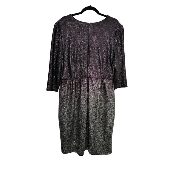 Lane Bryant Surplice Foil Ombre Faux Wrap Dress Size 18 18P Black Sparkle N - Picture 2 of 7